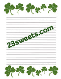 Digital Paper  SHAMROCKS border, lined writing paper instant printable DIY print (digital download) printable stationery, scrapbooking,