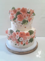 CAKE, 2 TIER Floral fantasy cake 8"/6" tiers birthday or wedding floral cake  round, buttercream covered