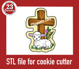 COOKIE CUTTER STL file, “EASTER LAMB with cross” STL Cookie cutter file, instant download