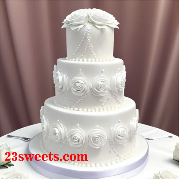 Wedding Cake, wedding cakes, 3 tiers  wedding cake with buttercream rose, 6 and 8 and 10" inch round tiers