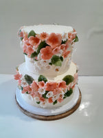 CAKE, 2 TIER Floral fantasy cake 8"/6" tiers birthday or wedding floral cake  round, buttercream covered