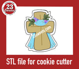 COOKIE CUTTER STL file, “EASTER CROSS WITH SWAG” STL Cookie cutter file, instant download