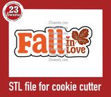 COOKIE CUTTER STL file, “FALL IN LOVE ” STL Cookie cutter file, instant download