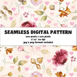 FLORAL ROSES SEAMLESS PATTERN, elegant repeating pattern print, digital file
