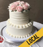 Wedding cake for Tracey WEDDING CAKE, 2 tier ridged custom 8”/6"