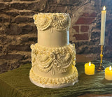 WEDDING CAKE, 2 tier ornate Retro Vintage  Lambeth style wedding cake, the “Jessica” cake
