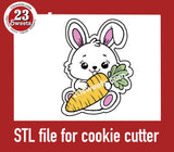 COOKIE CUTTER STL file, “EASTER BUNNY with CARROT” STL Cookie cutter file, instant download