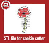 COOKIE CUTTER STL file, “ POPPY” STL Cookie cutter file, instant download