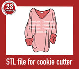 COOKIE CUTTER STL file, “SLOUCHY SWEATER” STL Cookie cutter file, instant download