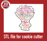 COOKIE CUTTER STL file, “GIFT OF ROSES” STL Cookie cutter file, instant download