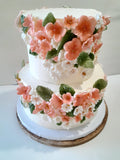 CAKE, 2 TIER Floral fantasy cake 8"/6" tiers birthday or wedding floral cake  round, buttercream covered