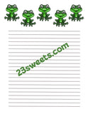 Digital Paper  FROGGY border, lined writing paper instant printable DIY print (digital download) printable stationery, scrapbooking,