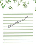 Digital Paper  LEAFY border, lined writing paper instant printable DIY print (digital download) printable stationery, scrapbooking,