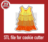COOKIE CUTTER STL file, “RUFFLED DRESS” STL Cookie cutter file, instant download