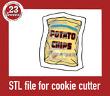 COOKIE CUTTER STL file, “CHIP BAG” STL Cookie cutter file, instant download