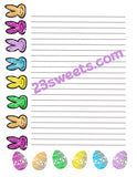 Digital Paper  BUNNIES on Edge border, lined writing paper instant printable DIY print (digital download) printable stationery, scrapbooking,