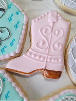 COOKIES, cowgirl pink  boots cookies, 1 dozen custom cookies , COOKIES  royal icing DECORATED COOKIES