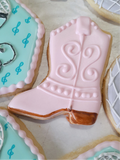COOKIES, cowgirl pink  boots cookies, 1 dozen custom cookies , COOKIES  royal icing DECORATED COOKIES