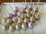 Pink and Gold Shimmery CAKE POPS (1 Dozen) cakepops, wedding, birthday