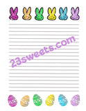 Digital Paper  BUNNIES n Eggs border, lined writing paper instant printable DIY print (digital download) printable stationery, scrapbooking,