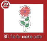 COOKIE CUTTER STL file, “ ZINNIA” STL Cookie cutter file, instant download