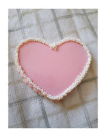 Pink Bridal/ heart wedding with or without initials COOKIES with white non pareils border royal icing DECORATED -COOKIES heart cookies