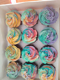 CUPCAKES, Rainbow cupcakes by the dozen, 1 dozen