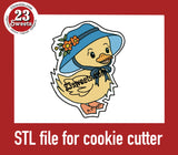 COOKIE CUTTER STL file, “DUCK with BONNET” STL Cookie cutter file, instant download