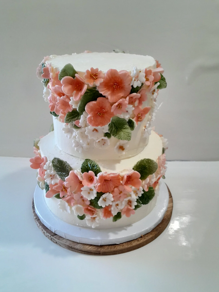Custom wedding cake birthday floral cake  round, buttercream covered 8 inch/ 6 inch rounds, delivery and set up included to venue