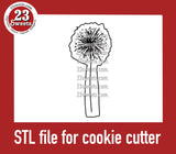 COOKIE CUTTER STL file, “DANDELION ” STL Cookie cutter file, instant download