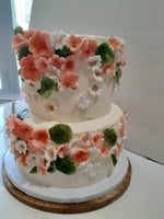 CAKE, 2 TIER Floral fantasy cake 8"/6" tiers birthday or wedding floral cake  round, buttercream covered