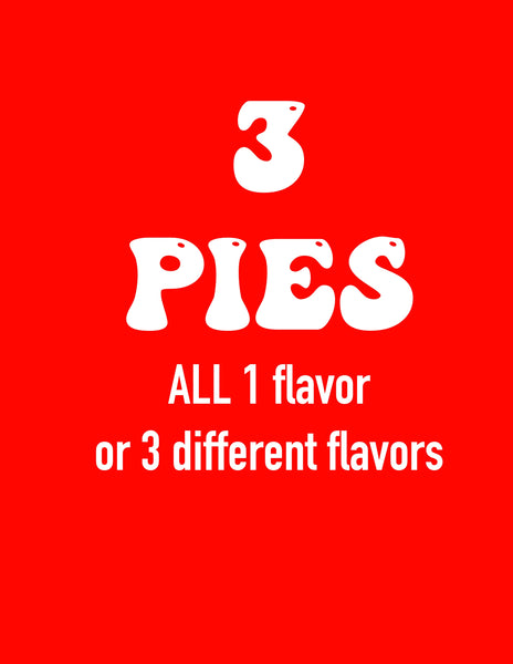 3 PIES,  ll 1 flavor or 3 different flavours, APPLE, CHERRY, BLUEBERRY,  PIE with SHIPPING included, 9 inch pie,