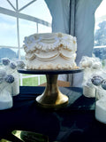 Wedding Cake with blue flowers, wedding cakes, 3 tiers ridged wedding cake , 6 and 8 and 10" inch round tiers