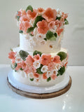 CAKE, 2 TIER Floral fantasy cake 8"/6" tiers birthday or wedding floral cake  round, buttercream covered