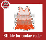 COOKIE CUTTER STL file, “RUFFLED DRESS” STL Cookie cutter file, instant download