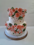 CAKE, 2 TIER Floral fantasy cake 8"/6" tiers birthday or wedding floral cake  round, buttercream covered