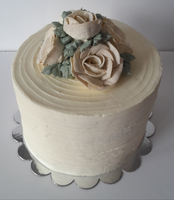 WEDDING CAKE, 8 inch, ridged design with buttercream flower topper