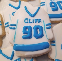 Cookies, custom HOCKEY JERSEYS for sports team COOKIES  royal icing DECORATED -COOKIE