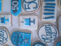 JENNY CUSTOM COOKIES 50th BIRTHDAY COOKIES  royal icing DECORATED -2 dozen cookies, shipping included