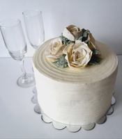 WEDDING CAKE, 8 inch, ridged design with buttercream flower topper