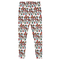 Leggings, flattering cute snowmen winter themed, all over pattern, charming snowman design