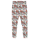 Leggings, flattering cute snowmen winter themed, all over pattern, charming snowman design