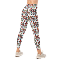 Leggings, flattering cute snowmen winter themed, all over pattern, charming snowman design