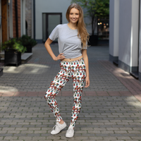 Leggings, flattering cute snowmen winter themed, all over pattern, charming snowman design
