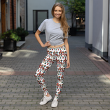 Leggings, flattering cute snowmen winter themed, all over pattern, charming snowman design