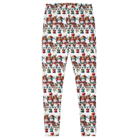 Leggings, flattering cute snowmen winter themed, all over pattern, charming snowman design
