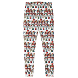 Leggings, flattering cute snowmen winter themed, all over pattern, charming snowman design