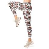 Leggings, flattering cute snowmen winter themed, all over pattern, charming snowman design