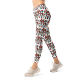 Leggings, flattering cute snowmen winter themed, all over pattern, charming snowman design
