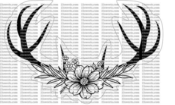 Antlers with florals cookie cutter stl file